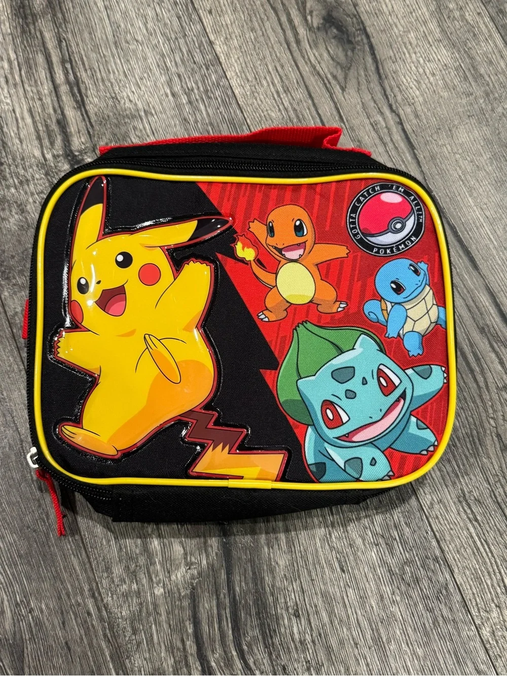 Pokémon Kids Red Black Pikachu Lunch Bag